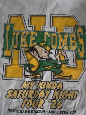 Notre Dame Yellow & Green Tour T‑Shirt Luke Combs Xxl